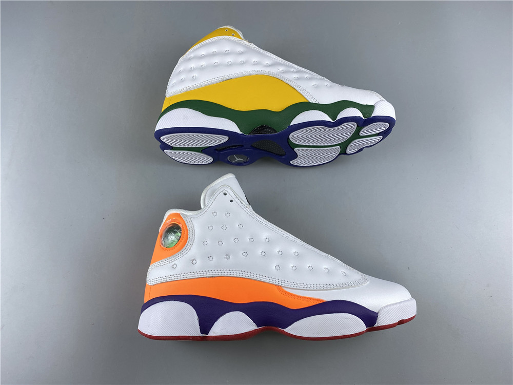 2020 Men Air Jordan 13 GS Playground White Yellow Blue Green Shoes - Click Image to Close